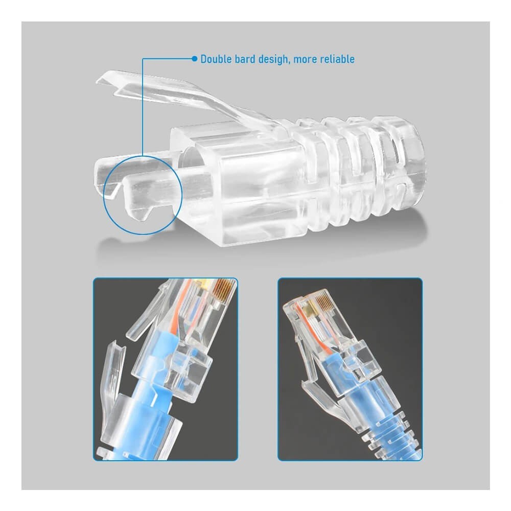 100 Adet - RJ45 Cat5e Cat6 Cat6A Boots Konnektör Şeffaf Jack Koruma Kılıfı 100 Adet - RJ45 Cat5e Cat6 Cat6A Boots Konnektör Şeffaf Jack Koruma Kılıfı