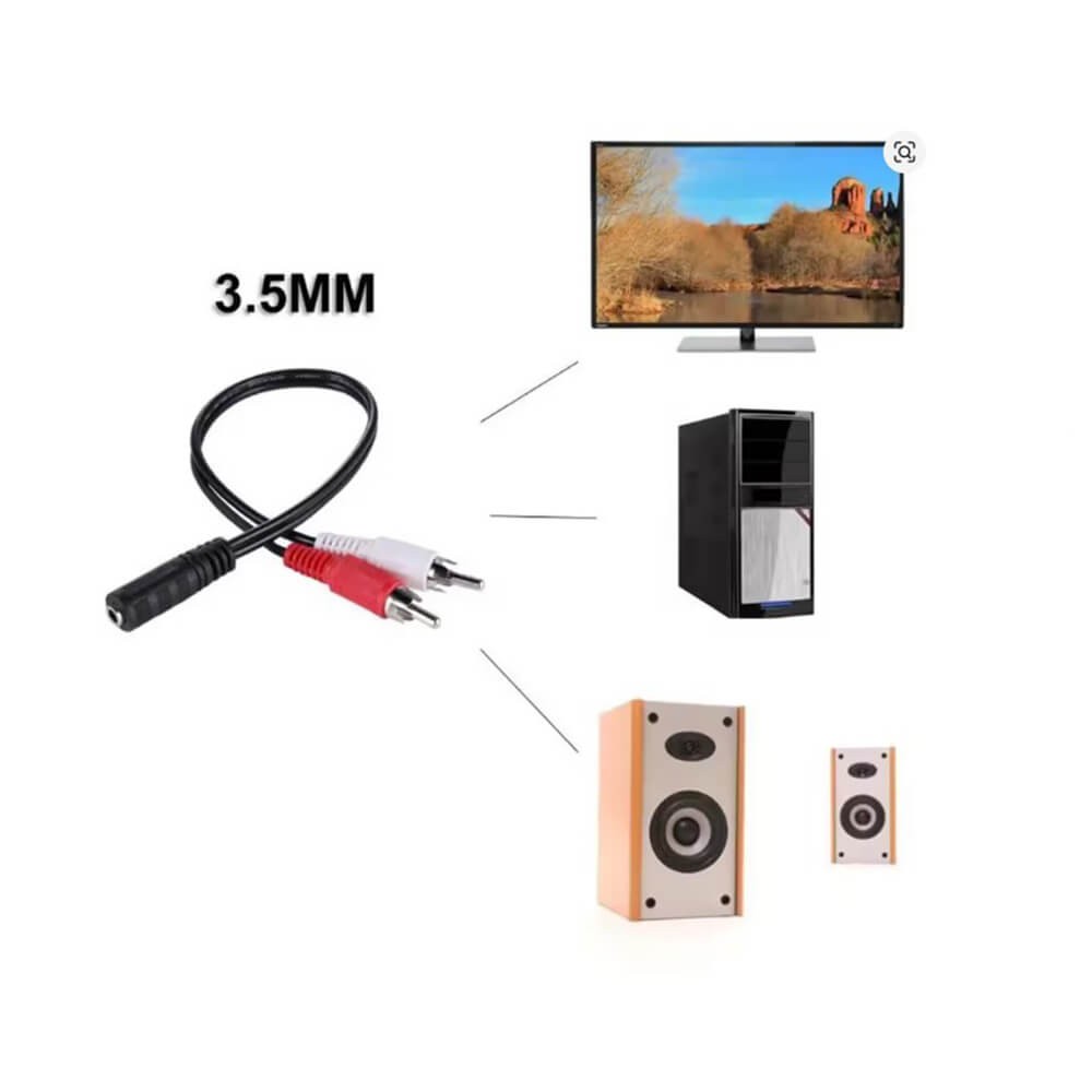 3.5mm Stereo Erkek to 2 RCA Dişi Tos Ses Kablosu - AUX Dönüştürücü Kablo - 30cm 3.5mm Stereo Erkek to 2 RCA Dişi Tos Ses Kablosu - AUX Dönüştürücü Kablo - 30cm
