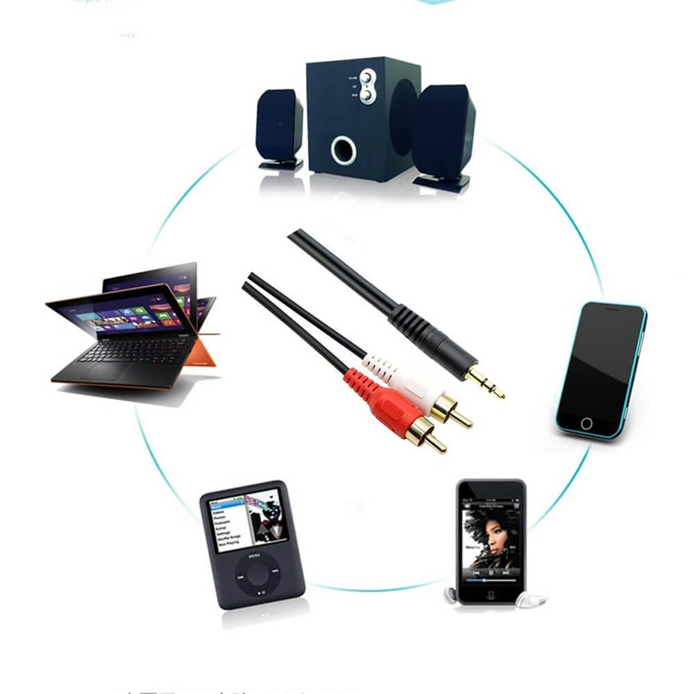 3.5mm Stereo Erkek to 2 RCA Dişi Tos Ses Kablosu - AUX Dönüştürücü Kablo - 30cm 3.5mm Stereo Erkek to 2 RCA Dişi Tos Ses Kablosu - AUX Dönüştürücü Kablo - 30cm