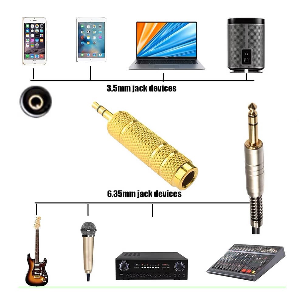 6.3mm Dişi to 3.5mm Erkek Stereo Çevirici Jak Adaptör - Gold Plated 6.3mm Dişi to 3.5mm Erkek Stereo Çevirici Jak Adaptör - Gold Plated