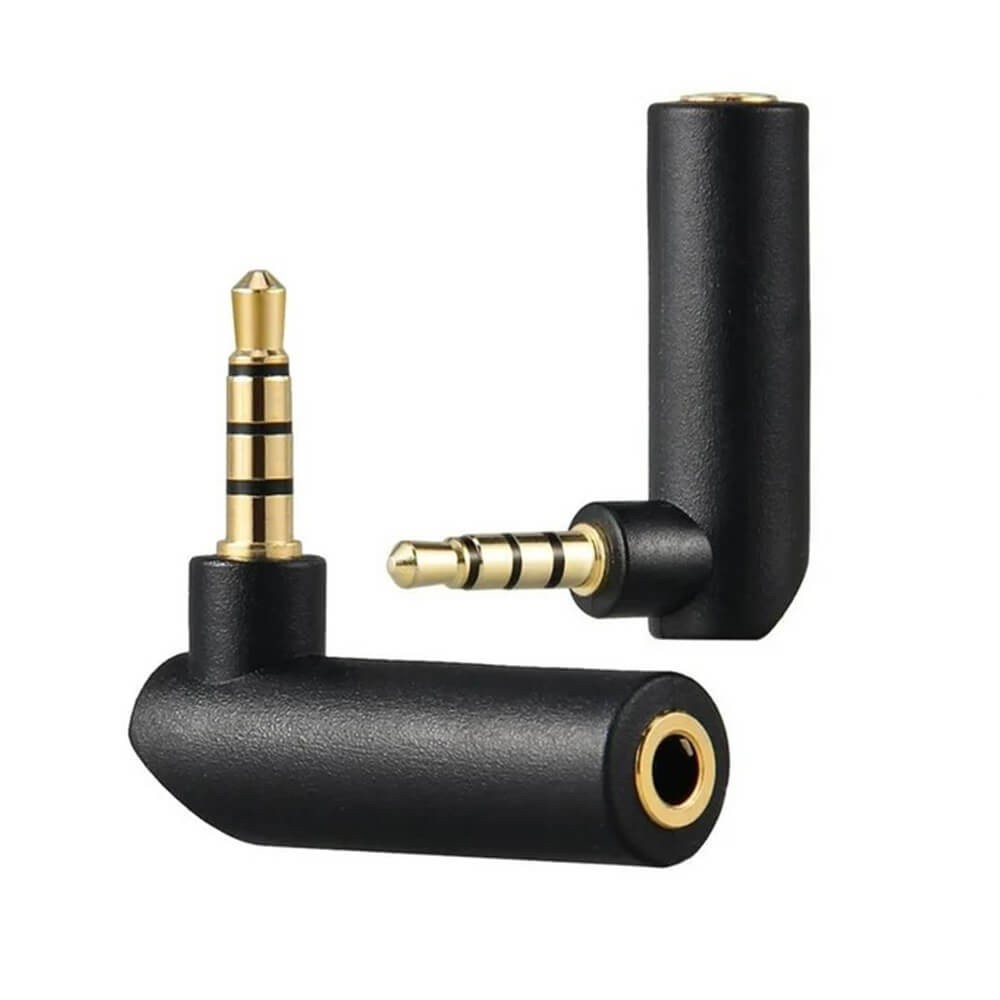 3.5mm Stereo L Tip 4 Boğum 90 Derece Jak - 3.5mm Dişi Erkek Uzatma Adaptörü 3.5mm Stereo L Tip 4 Boğum 90 Derece Jak - 3.5mm Dişi Erkek Uzatma Adaptörü