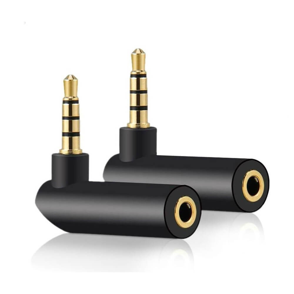 3.5mm Stereo L Tip 4 Boğum 90 Derece Jak - 3.5mm Dişi Erkek Uzatma Adaptörü 3.5mm Stereo L Tip 4 Boğum 90 Derece Jak - 3.5mm Dişi Erkek Uzatma Adaptörü