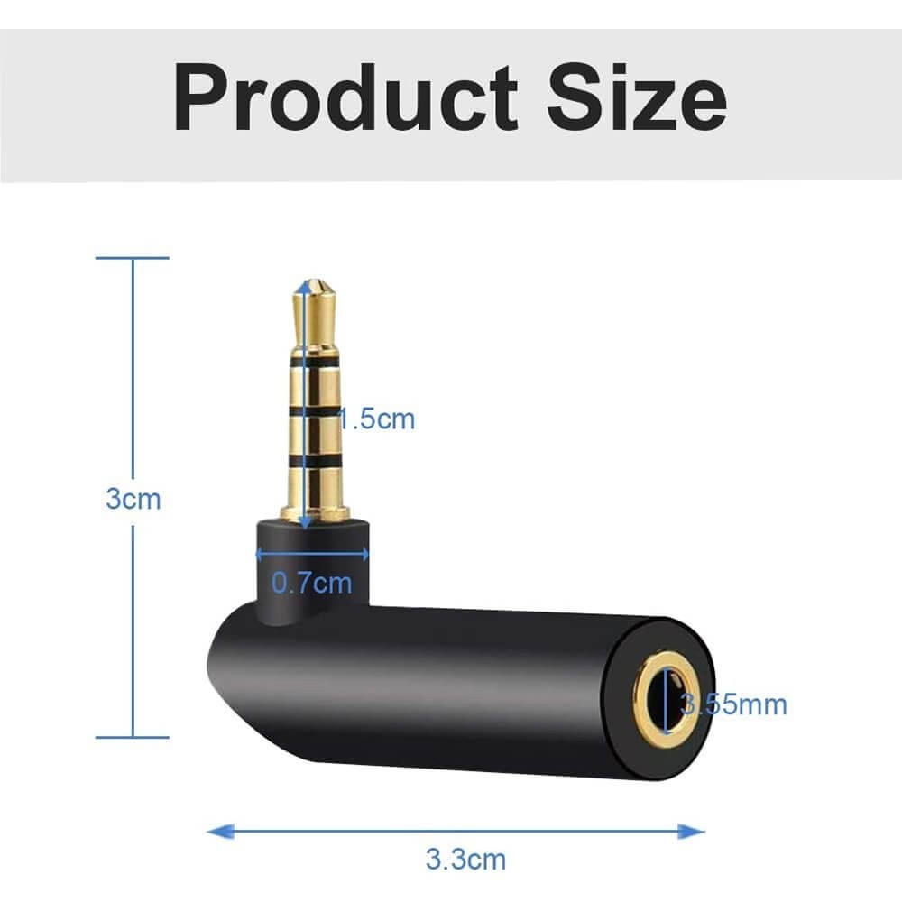 3.5mm Stereo L Tip 4 Boğum 90 Derece Jak - 3.5mm Dişi Erkek Uzatma Adaptörü 3.5mm Stereo L Tip 4 Boğum 90 Derece Jak - 3.5mm Dişi Erkek Uzatma Adaptörü