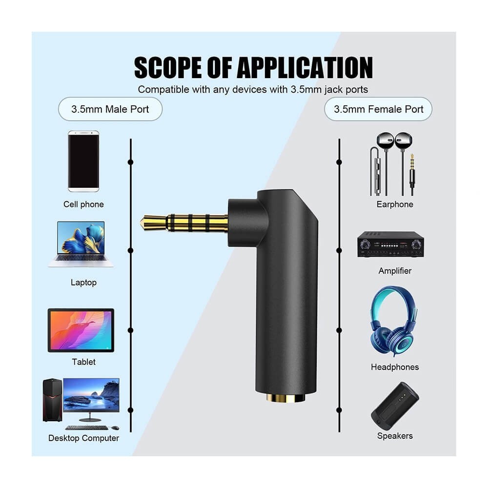 3.5mm Stereo L Tip 4 Boğum 90 Derece Jak - 3.5mm Dişi Erkek Uzatma Adaptörü 3.5mm Stereo L Tip 4 Boğum 90 Derece Jak - 3.5mm Dişi Erkek Uzatma Adaptörü