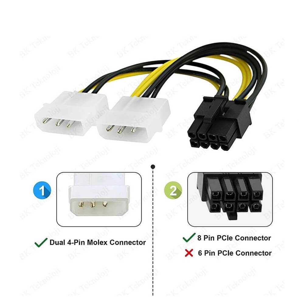 8 Pin Ekran Karti Power Kablosu - Pcıe Ekran Kartı Güç Kablo 8 Pin Power To Molex 8 Pin Ekran Karti Power Kablosu - Pcıe Ekran Kartı Güç Kablo 8 Pin Power To Molex