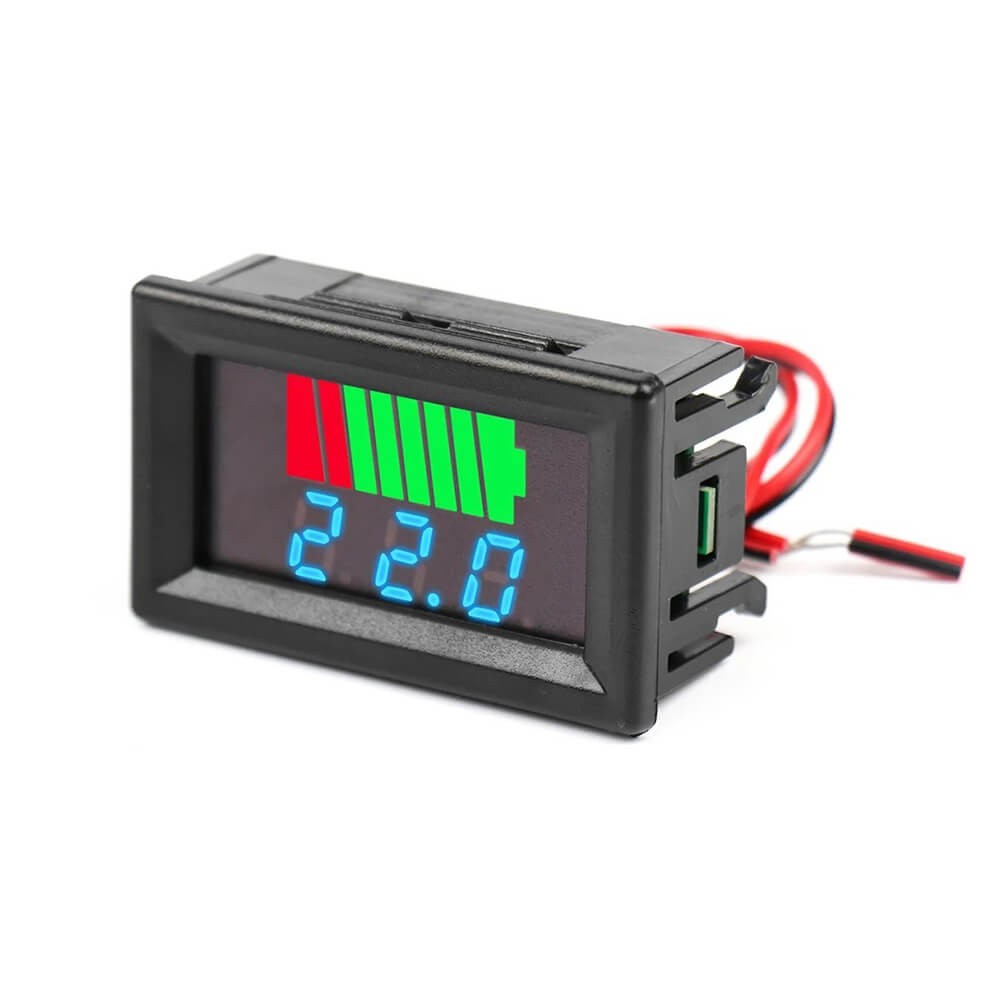 Akü Pil Kapasite Göstergesi Voltmetreli - Mavi Ekran - 12v / 24v / 36v / 48v / 60v Akü Pil Kapasite Göstergesi Voltmetreli - Mavi Ekran - 12v / 24v / 36v / 48v / 60v