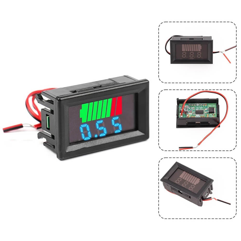 Akü Pil Kapasite Göstergesi Voltmetreli - Mavi Ekran - 12v / 24v / 36v / 48v / 60v Akü Pil Kapasite Göstergesi Voltmetreli - Mavi Ekran - 12v / 24v / 36v / 48v / 60v