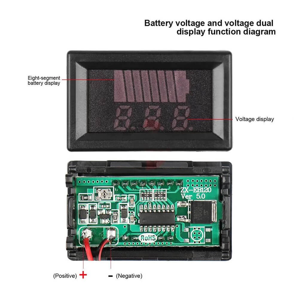 Akü Pil Kapasite Göstergesi Voltmetreli - Mavi Ekran - 12v / 24v / 36v / 48v / 60v Akü Pil Kapasite Göstergesi Voltmetreli - Mavi Ekran - 12v / 24v / 36v / 48v / 60v