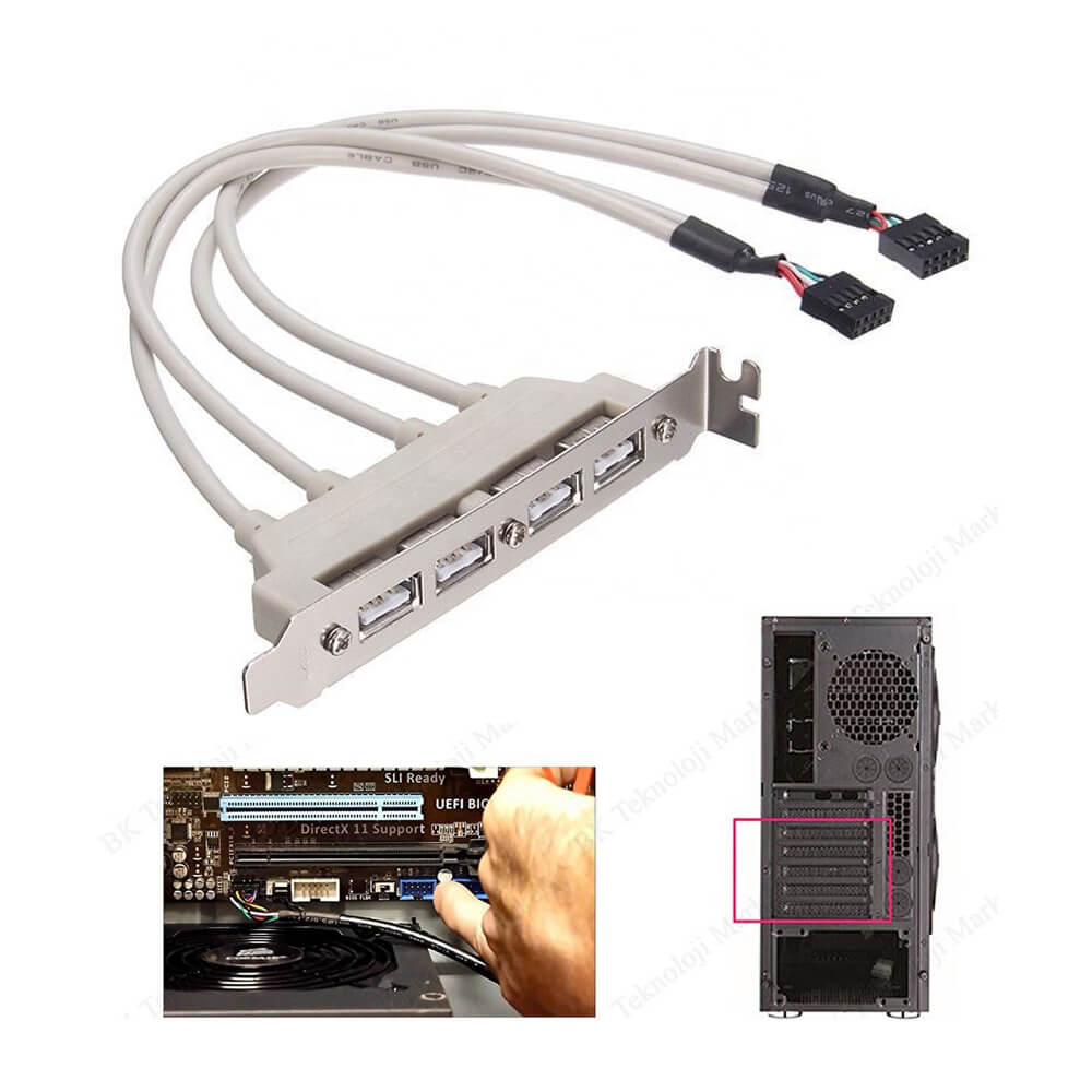 Anakart Üzeri 4 Port USB 2.0 Çoklayıcı – Kasa Arkası Panel Tipi USB Hub Anakart Üzeri 4 Port USB 2.0 Çoklayıcı – Kasa Arkası Panel Tipi USB Hub