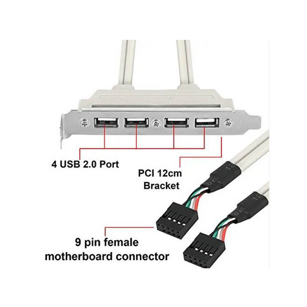 Anakart Üzeri 4 Port USB 2.0 Çoklayıcı – Kasa Arkası Panel Tipi USB Hub Anakart Üzeri 4 Port USB 2.0 Çoklayıcı – Kasa Arkası Panel Tipi USB Hub