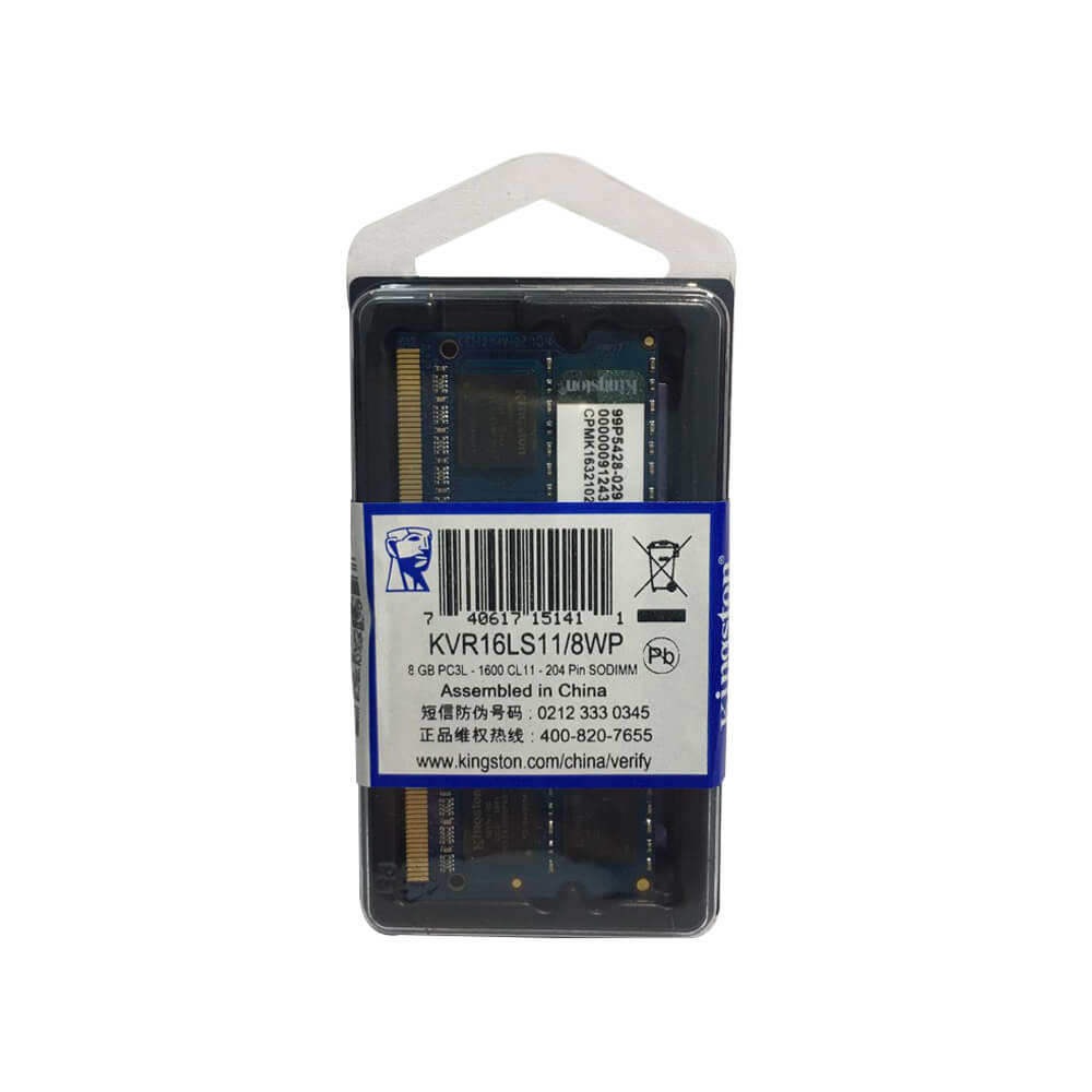 Kingston KVR16LS11/8WP 8 GB DDR3 1600 MHz CL11 Notebook Ram