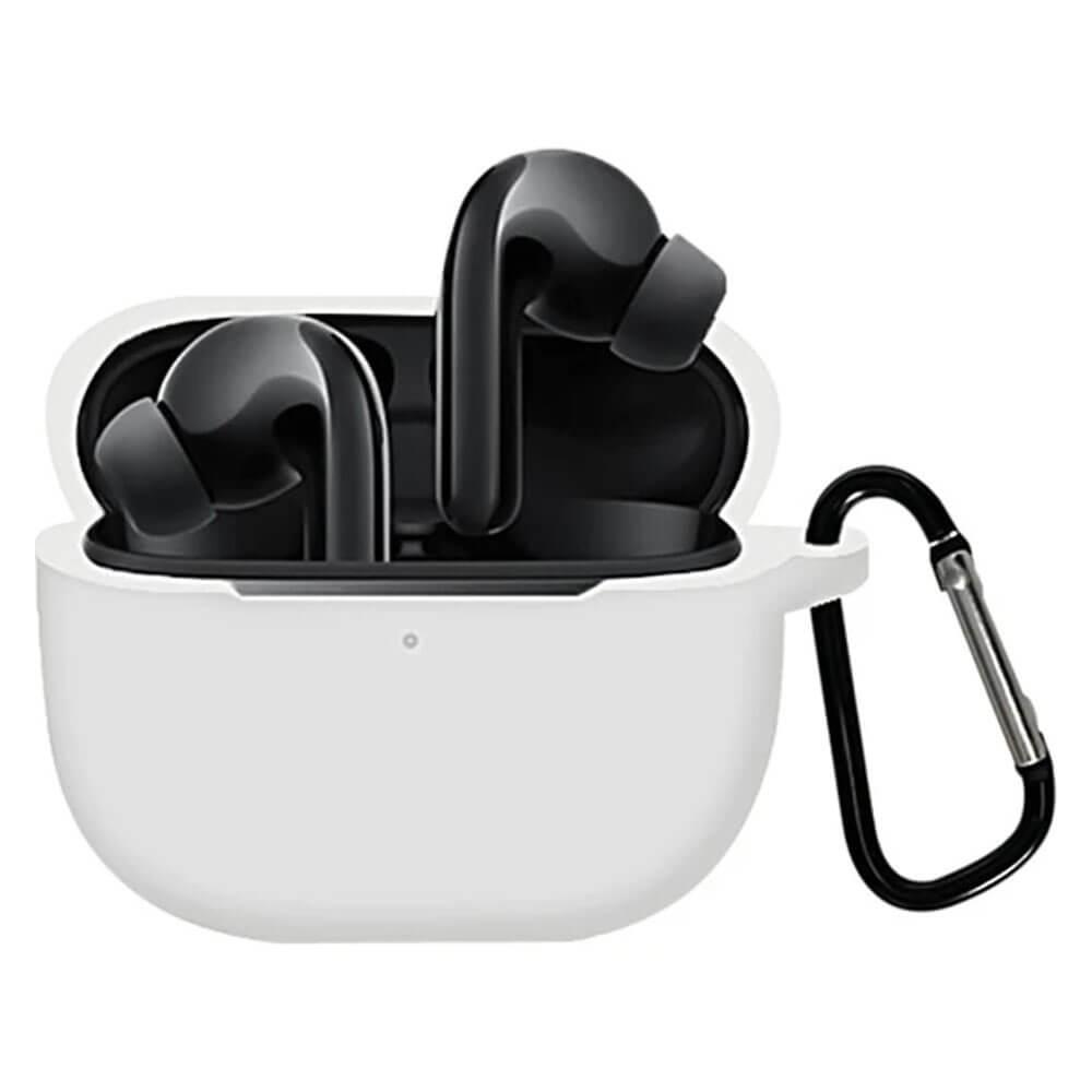 Koodmax Xiaomi Redmi Buds 3 Lite Uyumlu Silikon Kılıf + Metal Kopça - Beyaz Koodmax Xiaomi Redmi Buds 3 Lite Uyumlu Silikon Kılıf + Metal Kopça - Beyaz