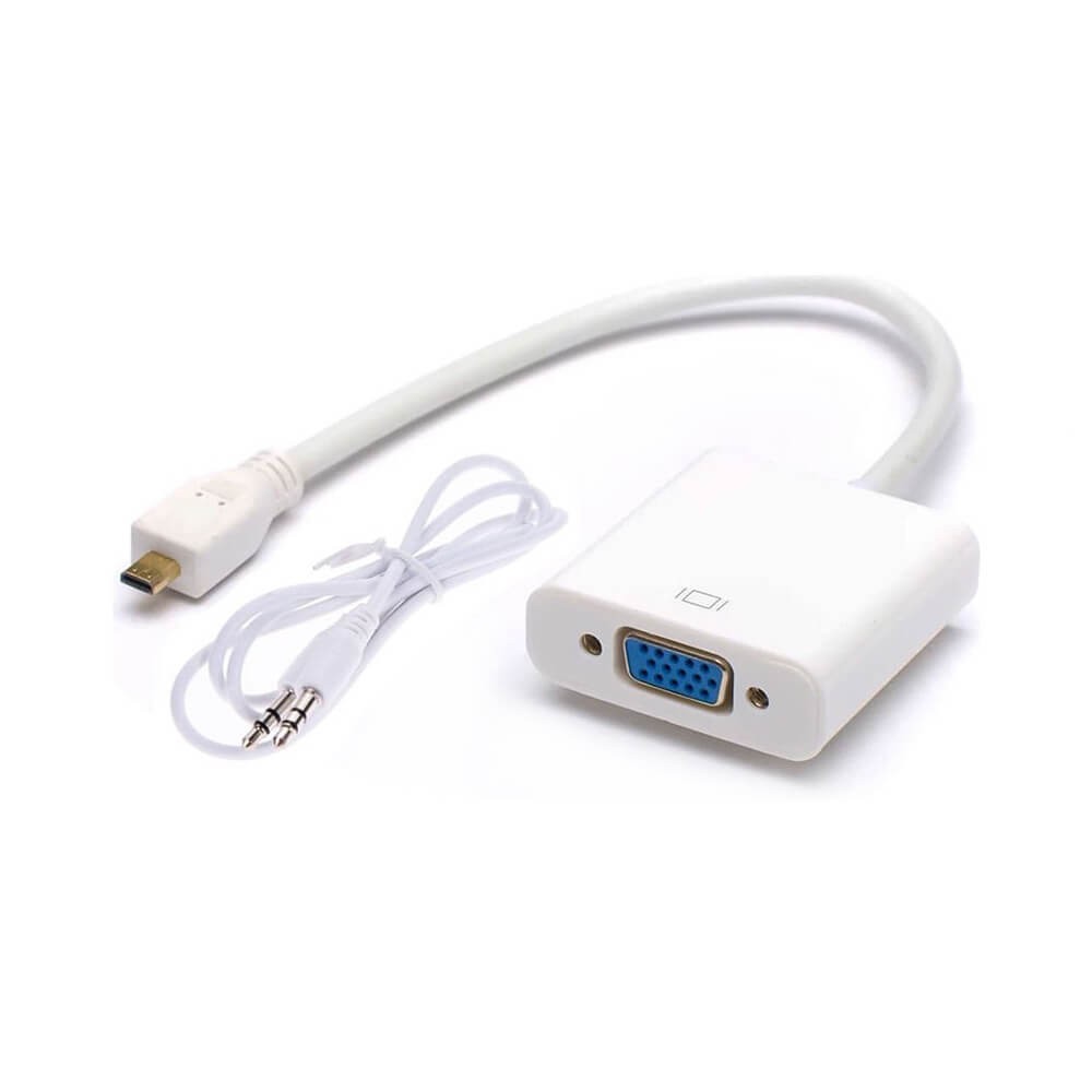 Micro Hdmi To Vga Kablo Çevirici Dönüştürücü Adaptör Ses Destekli - Beyaz Micro Hdmi To Vga Kablo Çevirici Dönüştürücü Adaptör Ses Destekli - Beyaz