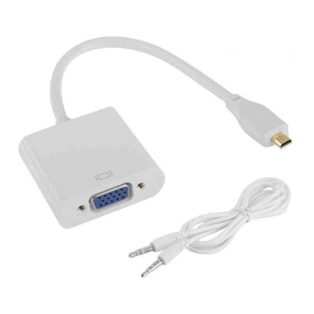 Micro Hdmi To Vga Kablo Çevirici Dönüştürücü Adaptör Ses Destekli - Beyaz Micro Hdmi To Vga Kablo Çevirici Dönüştürücü Adaptör Ses Destekli - Beyaz