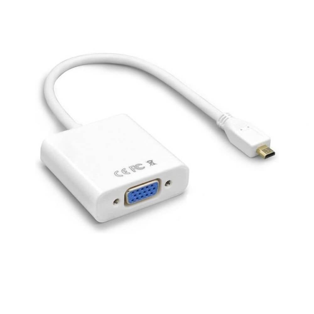 Micro Hdmi To Vga Kablo Çevirici Dönüştürücü Adaptör Ses Destekli - Beyaz Micro Hdmi To Vga Kablo Çevirici Dönüştürücü Adaptör Ses Destekli - Beyaz