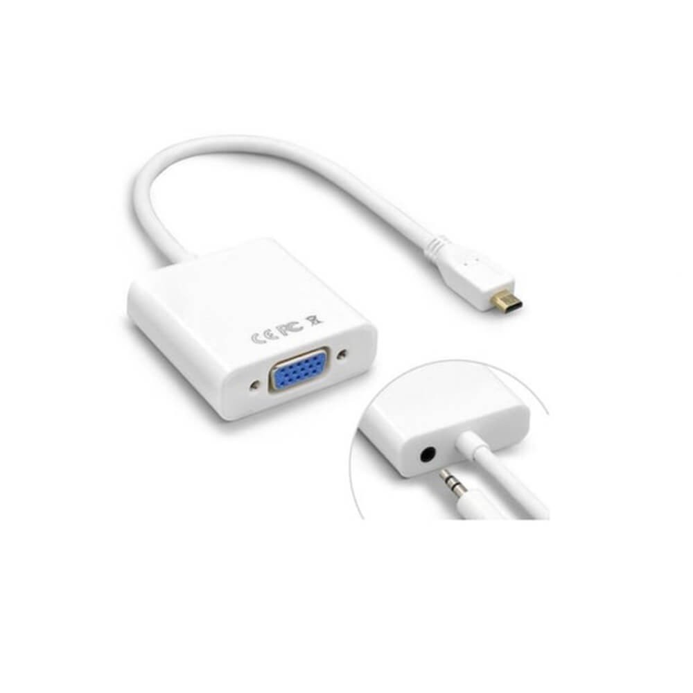 Micro Hdmi To Vga Kablo Çevirici Dönüştürücü Adaptör Ses Destekli - Beyaz Micro Hdmi To Vga Kablo Çevirici Dönüştürücü Adaptör Ses Destekli - Beyaz