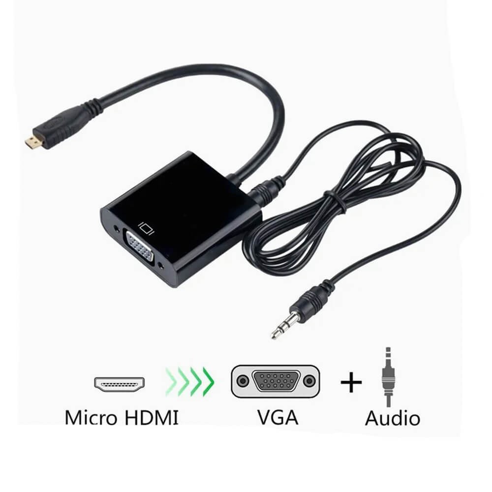 Micro Hdmi To Vga Kablo Çevirici Dönüştürücü Adaptör Ses Destekli Micro Hdmi To Vga Kablo Çevirici Dönüştürücü Adaptör Ses Destekli
