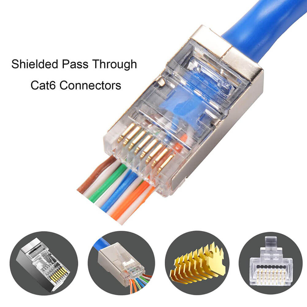 100 Adet Rj45 Cat6 Ftp Ez Konnektör Yeni Nesil Delikli Konnektör