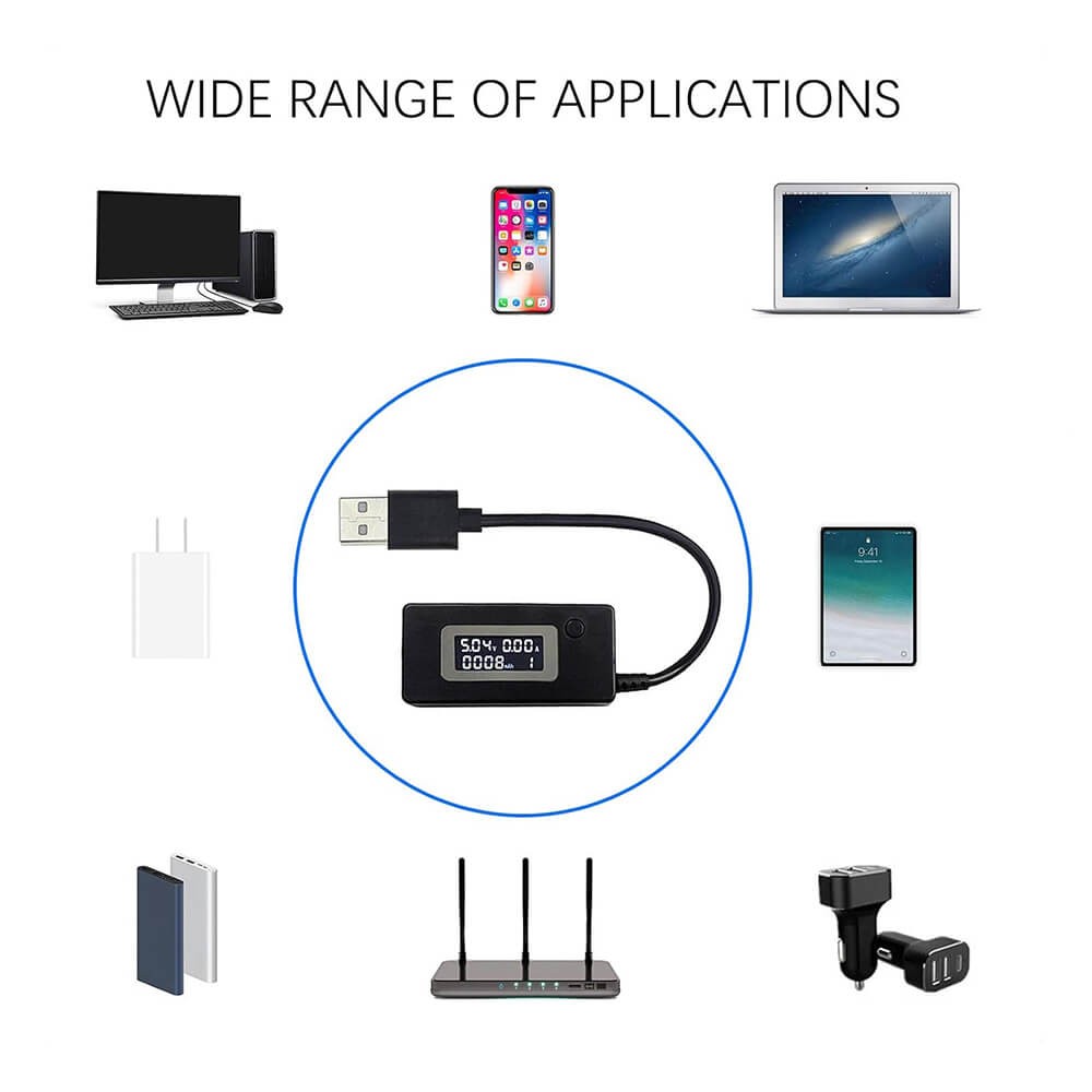 USB Voltaj ve Akım Ölçer Test Cihazı - LCD Ekranlı 4-30V 0-3A USB Şarj Ölçer Multimetre USB Voltaj ve Akım Ölçer Test Cihazı - LCD Ekranlı 4-30V 0-3A USB Şarj Ölçer Multimetre